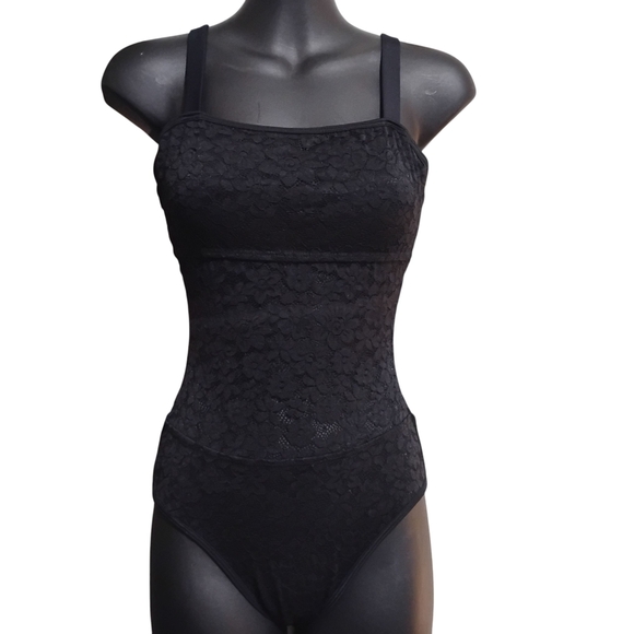 New Scop Swimwear | Black One Piece, Lace With Sheer Mid Section | Size Medium - Picture 6 of 15